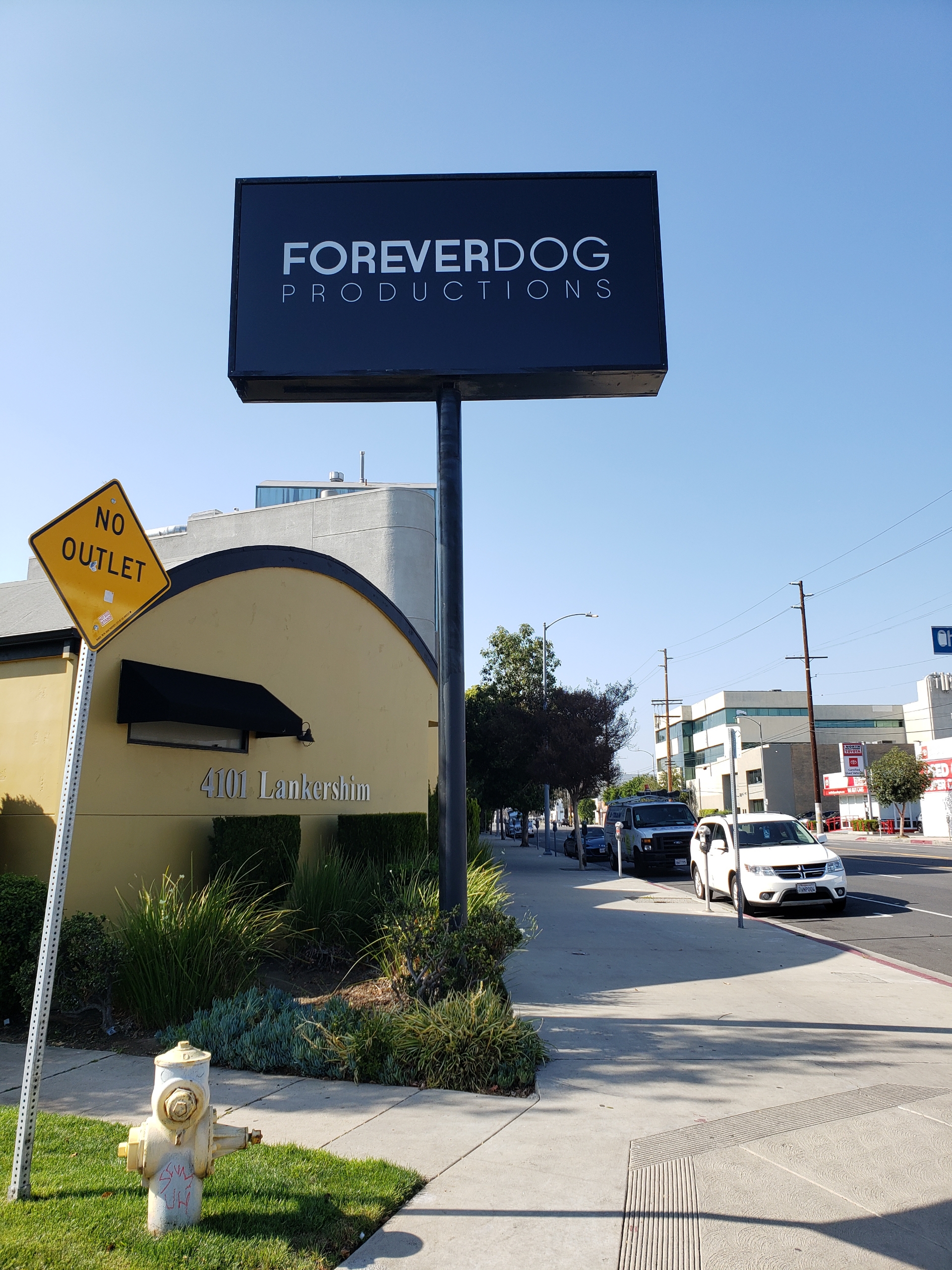 This light box sign insert displays Forever Dogs Productions brand proudly for all to see day in and day out, near or far.