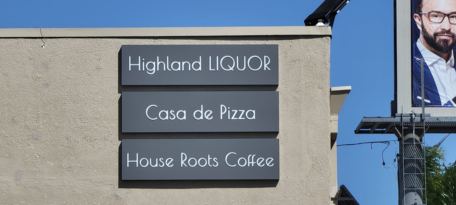 These are push through light box signs for Highland Mini Mall in Granada Hills for the liquor store as well as the other establishments there.