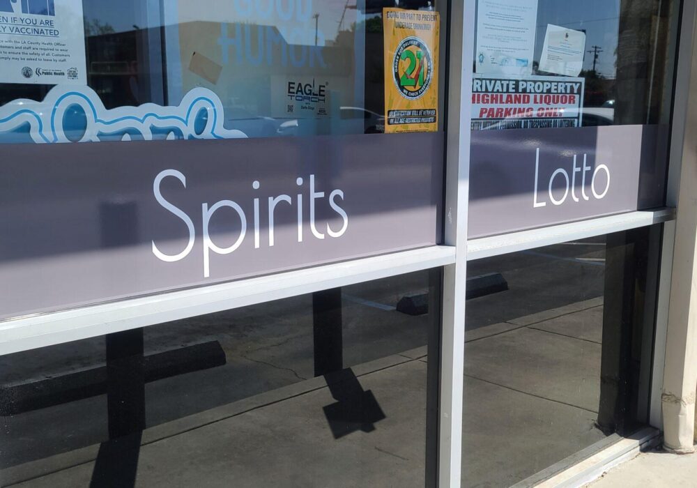 Storefront Window Graphics for Highland Liquor in Granada Hills