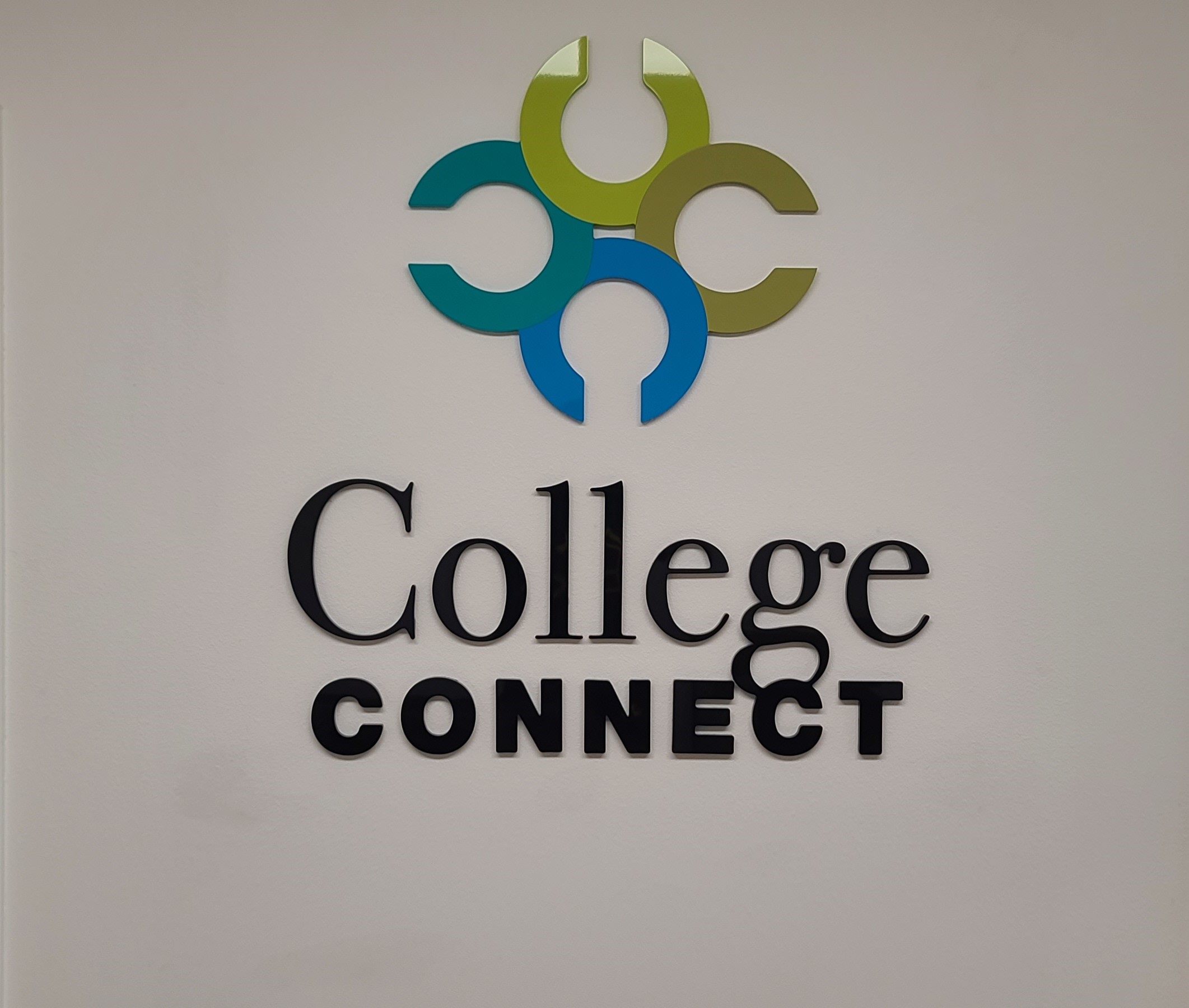 This acrylic lobby sign for College Connect's office in Thousand Oaks enhances the space and conveys the professionalism of the organization.