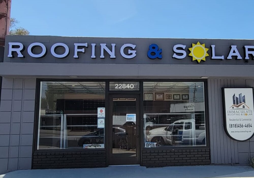 Immaculate Channel Letters for Immaculate Roofing & Solar Co. in Woodland Hills