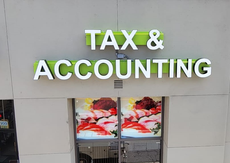 This is the front lit channel letters we fabricated and installed for the office of Joffe Tax Services in Los Angeles.