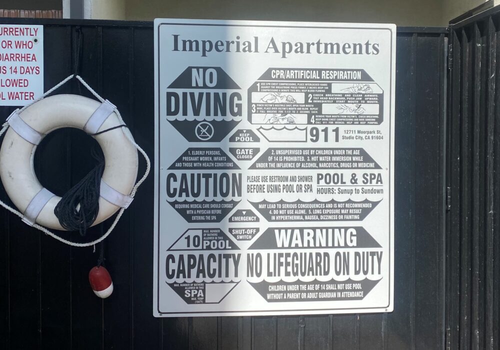 Swimming Pool Safety Sign for Imperial Apartments