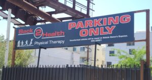 Read more about the article MaxMetal Parking Lot Sign for Back 2 Health Physical Therapy in Los Angeles