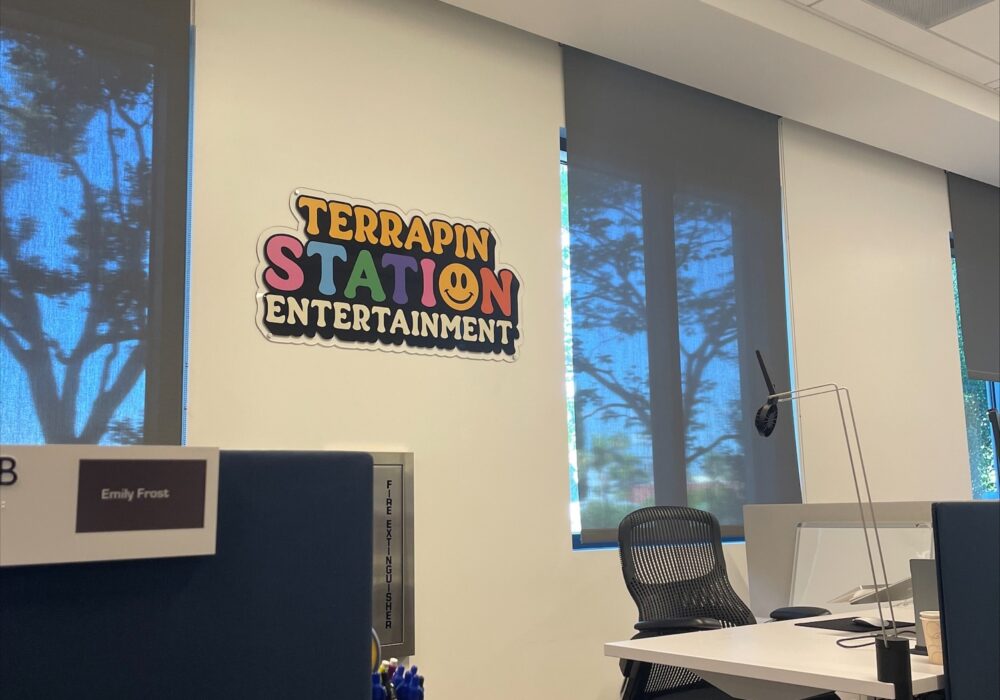 Office Lobby Sign with Acrylic Letters at Terrapin Station