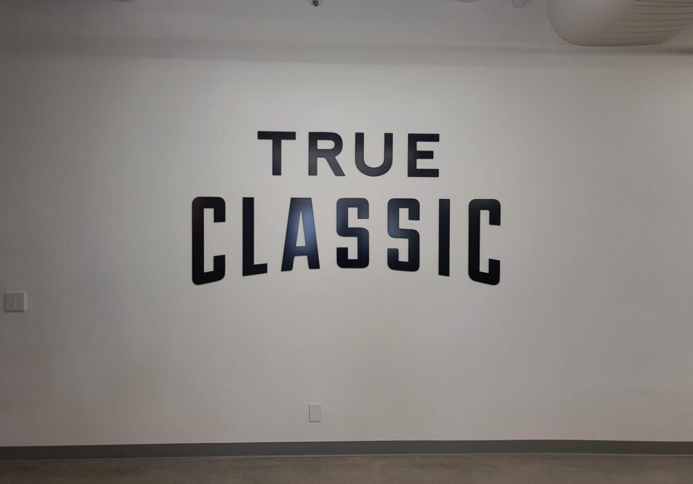 Acrylic lobby signs for business at True Classic