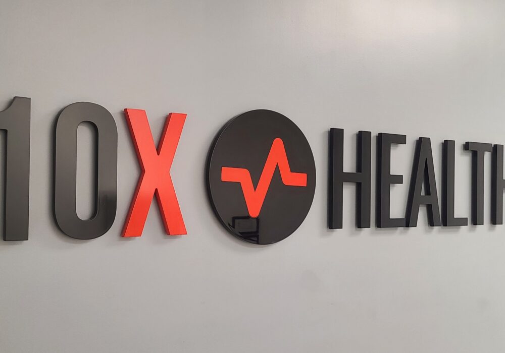 10x Health System’s new Lobby Sign in Los Angeles