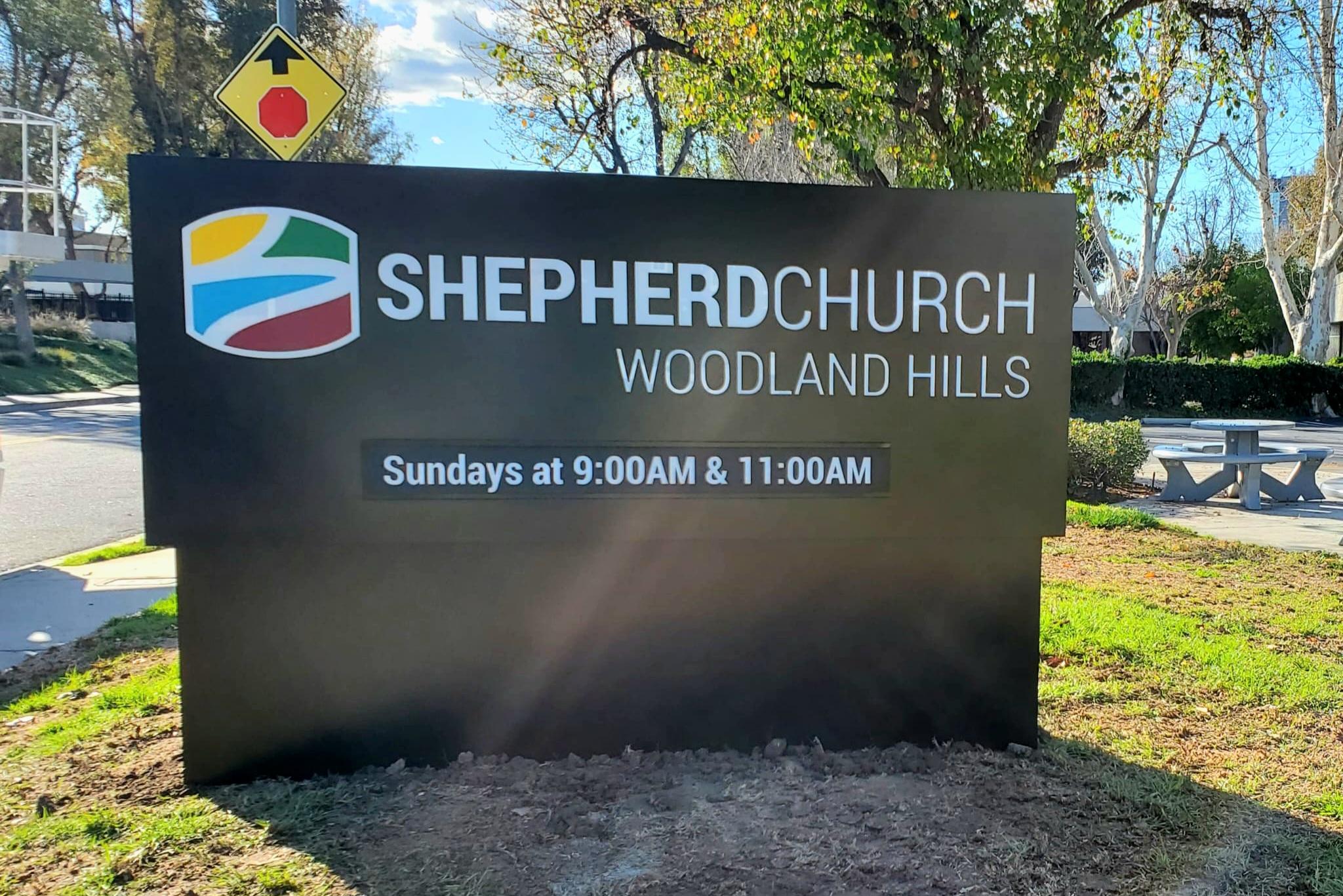 Closeup of the monument sign 1 for Shepherd Church