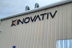 Exterior wall sign on the Inovativ building