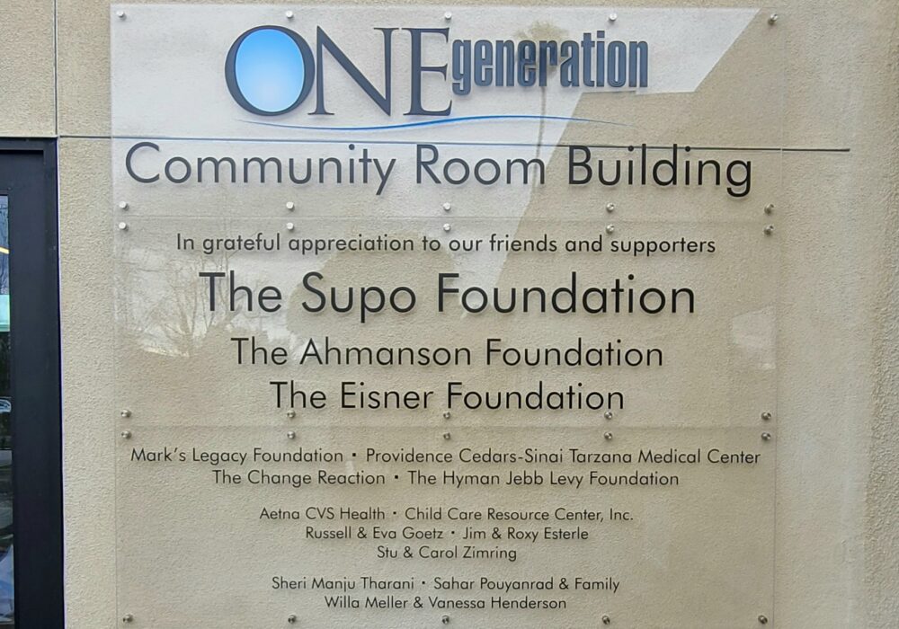 One Generation Dedication Plaque Van Nuys