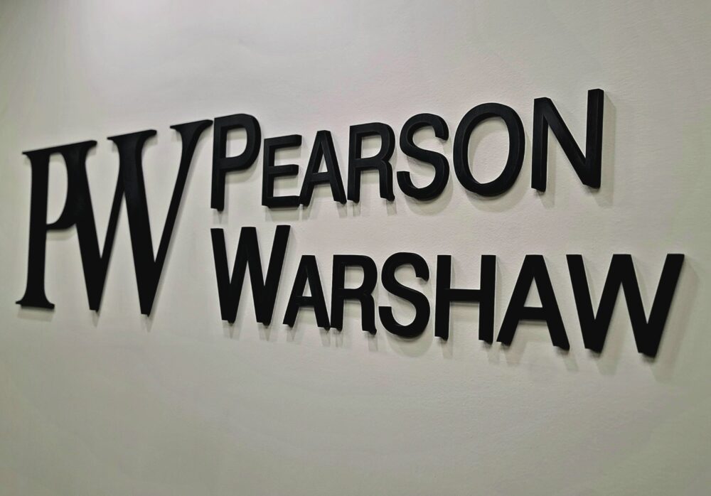 Lobby Sign for Pearson Warshaw Sherman Oaks