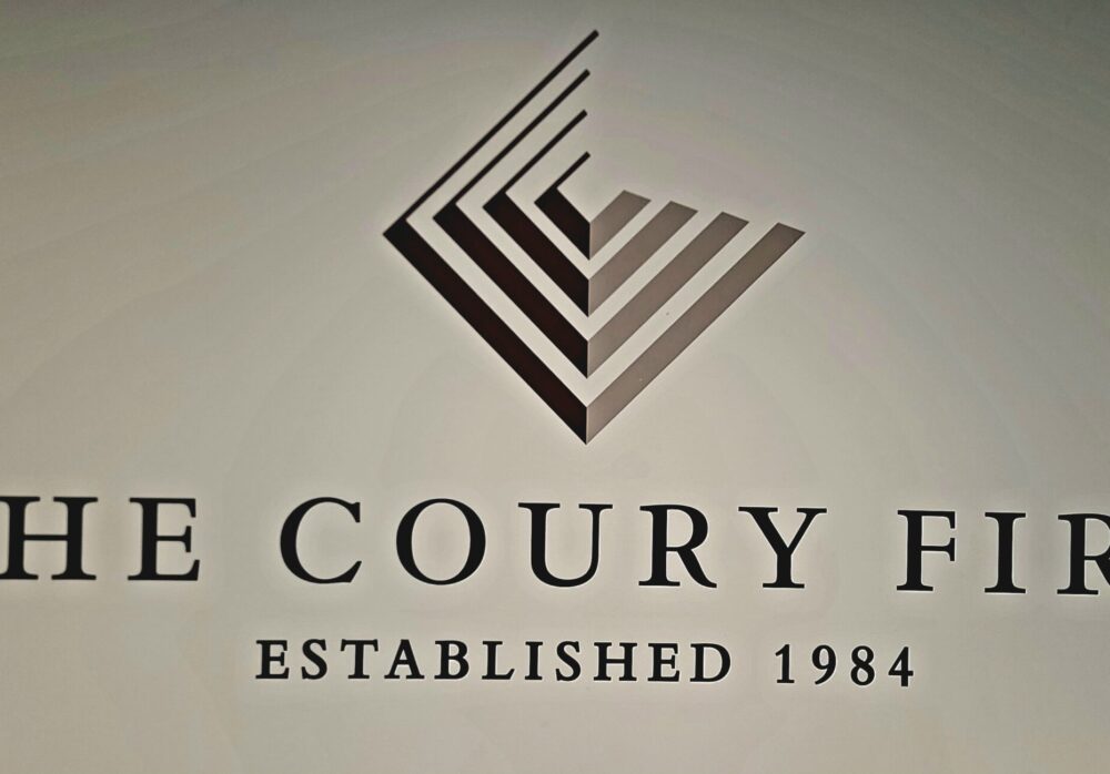 Lobby Sign for The Coury Firm Los Angeles
