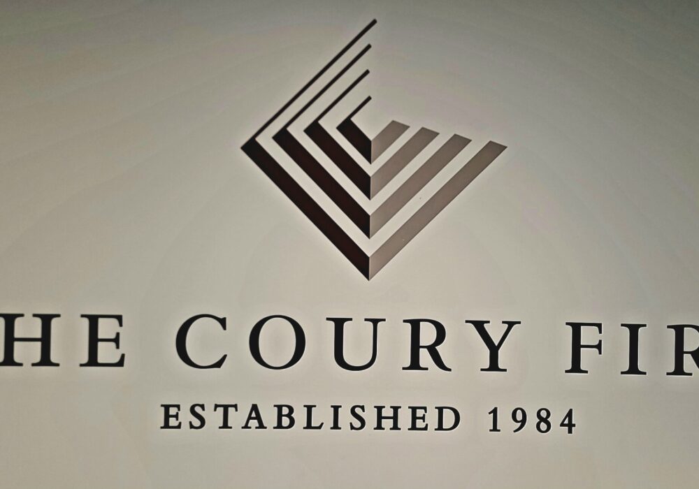 Lobby Sign for The Coury Firm Los Angeles