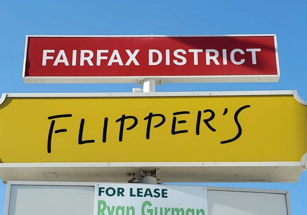 Flippers Neon sign and pole sign inserts West Hollywood