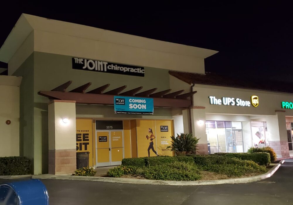 The Joint Chiropractor Window Graphics and Channel Letters Padadena