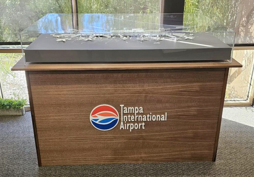 Indoor Lab Tampa International Airport Sign and Acrylic Case San Juan Capistrano