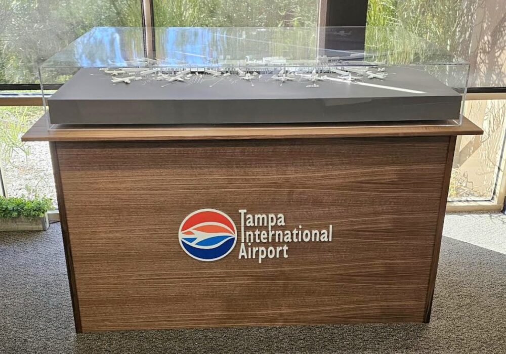 Indoor Lab Tampa International Airport Sign and Acrylic Case San Juan Capistrano