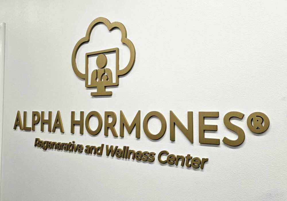 Alpha Hormones Lobby Sign Pasadena