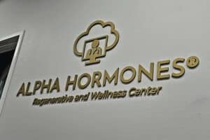 Client Collaboration Excellence: Alpha Hormones® in California showcases the power of collaborative lobby sign design.