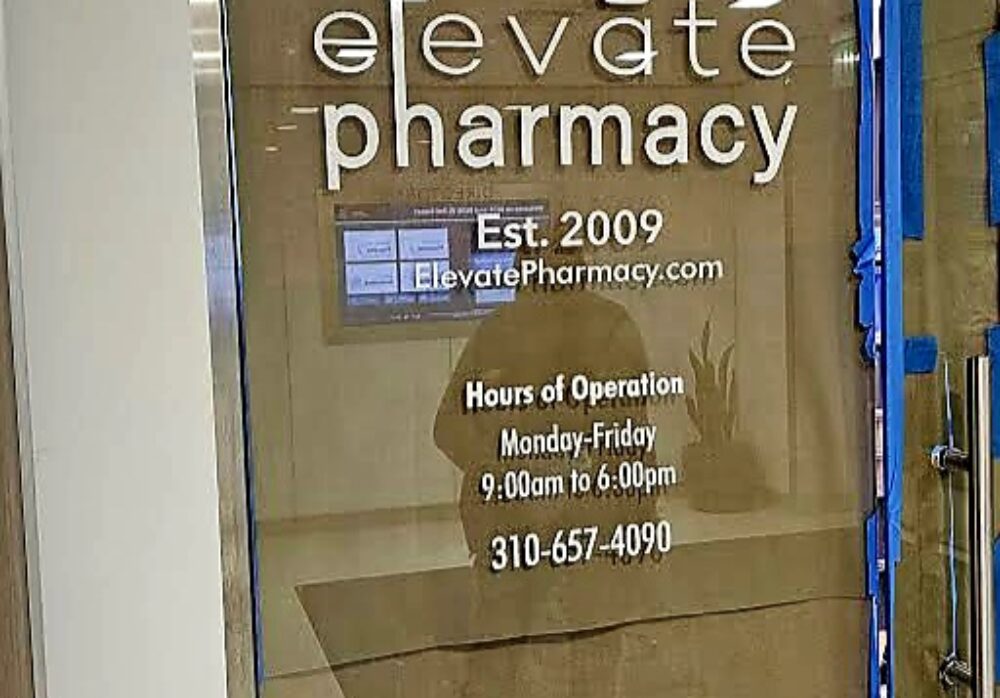Elevate Pharmacy Window Decal Los Angeles 
