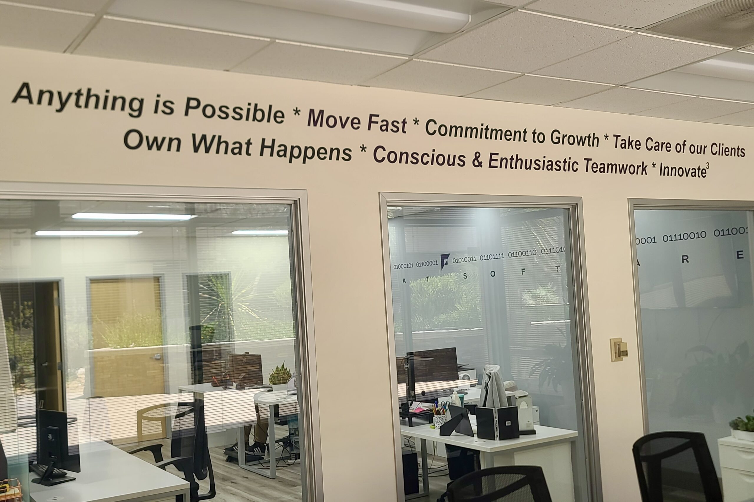Motivational wall graphic installed in office setting, perfect for Calabasas businesses.