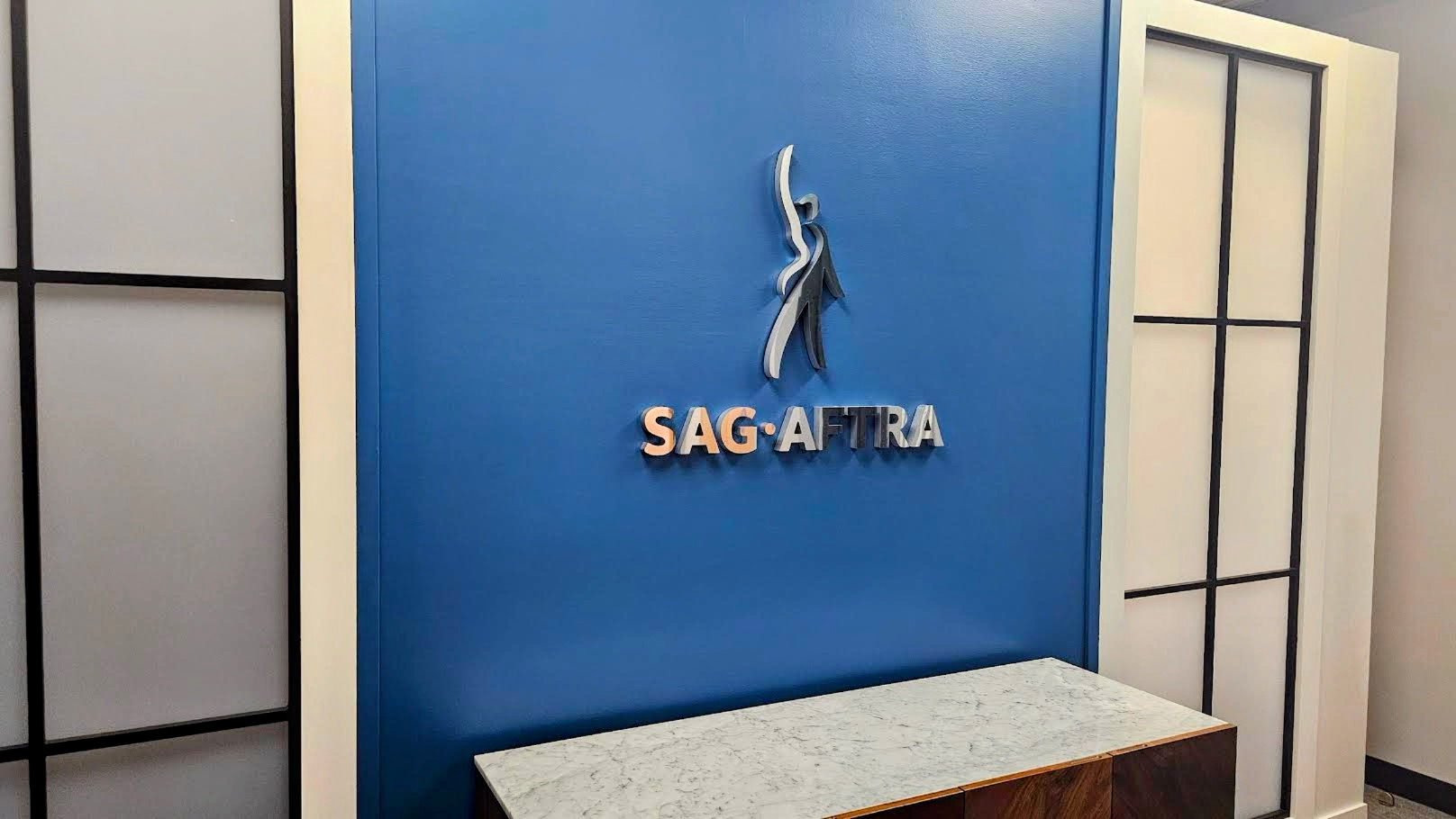 Close-Up Left Angle View of SAG AFTRA Lobby Sign