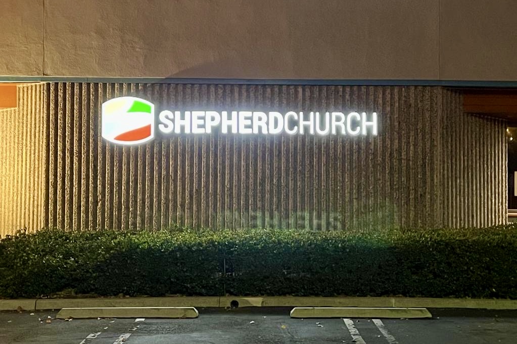 Outdoor channel letters for Shepherd Church by Los Angeles sign maker Premium Sign Solutions.