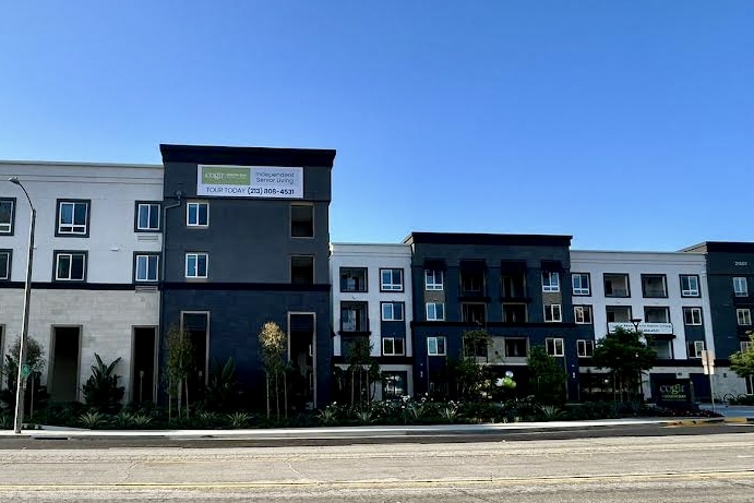 A wide shot of a COGIR banner measuring 240 inches wide by 72 inches tall. The banner prominently displays the COGIR logo and additional information related to their services in Torrance.
