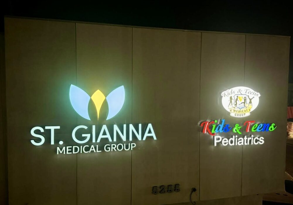 Outdoor Signs for Los Angeles Medical Centers Kids and Teens Sunset St and Gianna