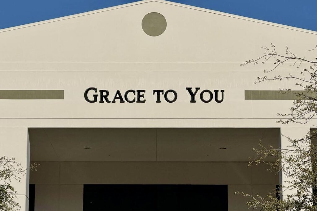 Grace to You outdoor sign, crafted from durable dimensional letters, clearly identifies the church's entrance.