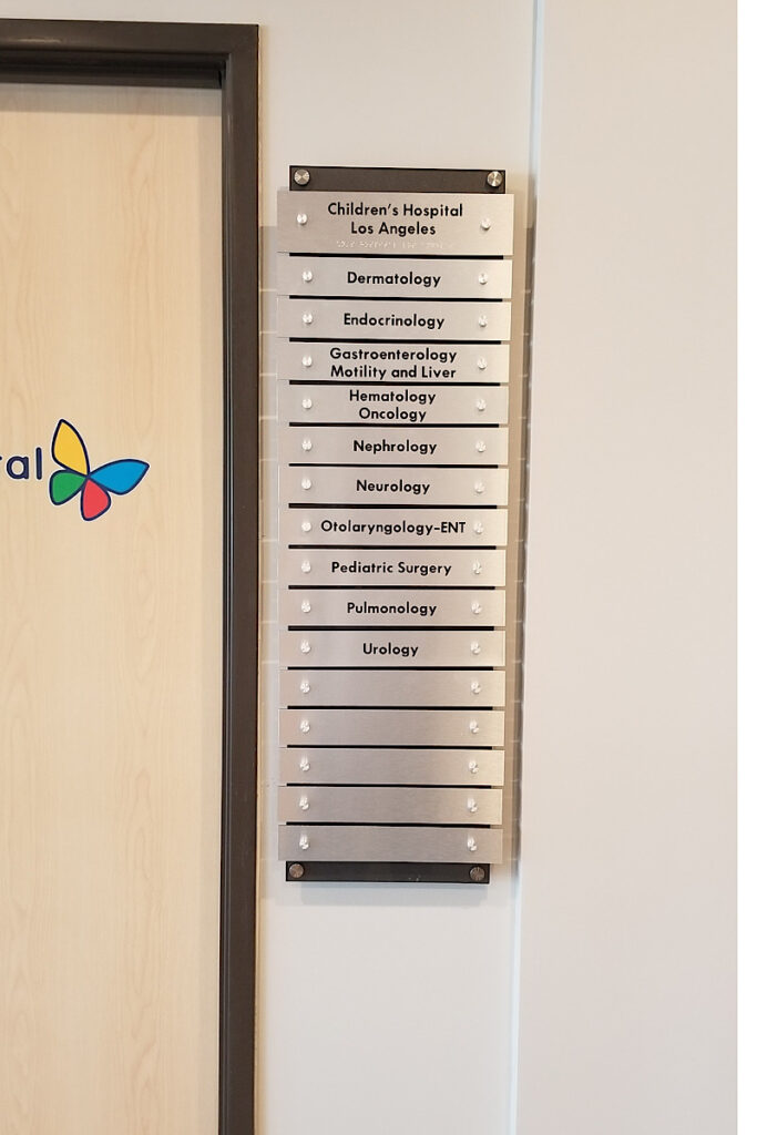 Directory sign at Los Angeles Children’s Hospital helps for wayfinding within complex buildings