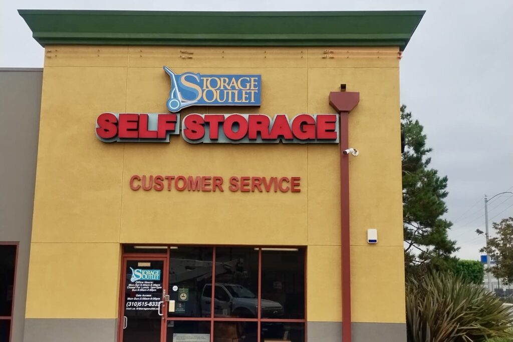 Sign face replacements for multi-location businesses at Gardena Storage Outlet location