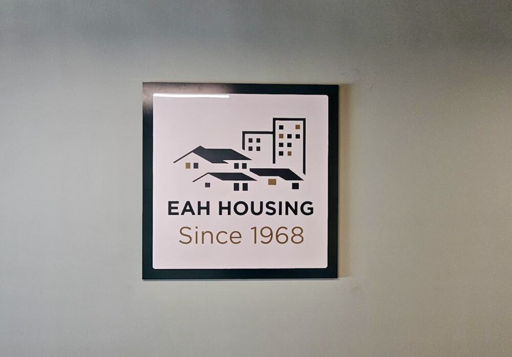 Layered Acrylic Office Sign EAH Housing Burbank