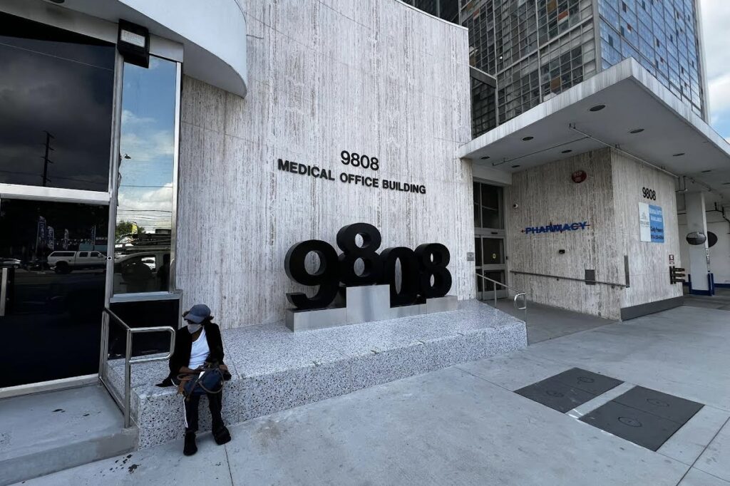 Shot of the architectural address numbers – integrated stainless steel well lighting.